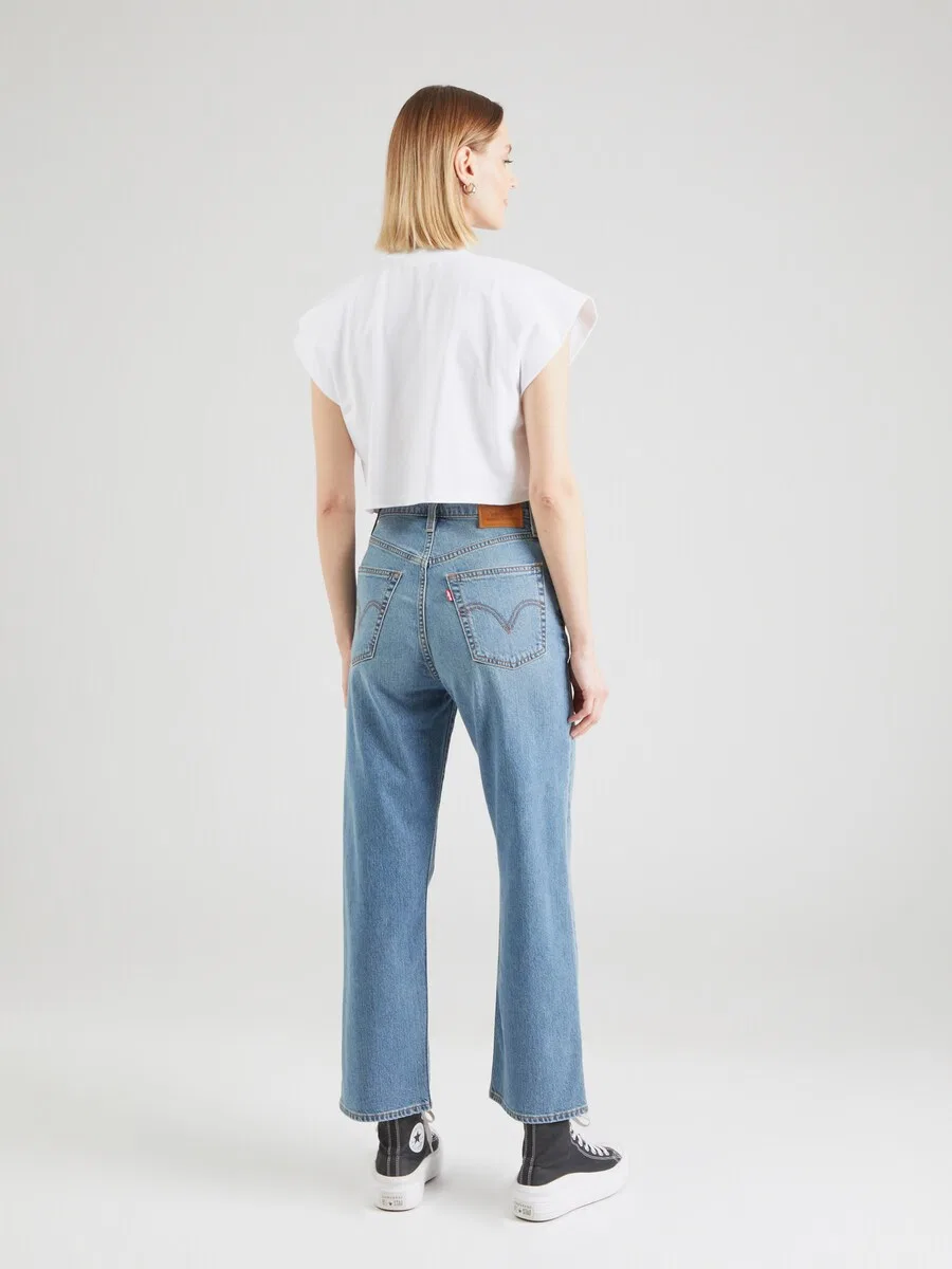 Джинсы LEVI'S свободного кроя «Ribcage Straight Ankle» цвета индиго — фото 4