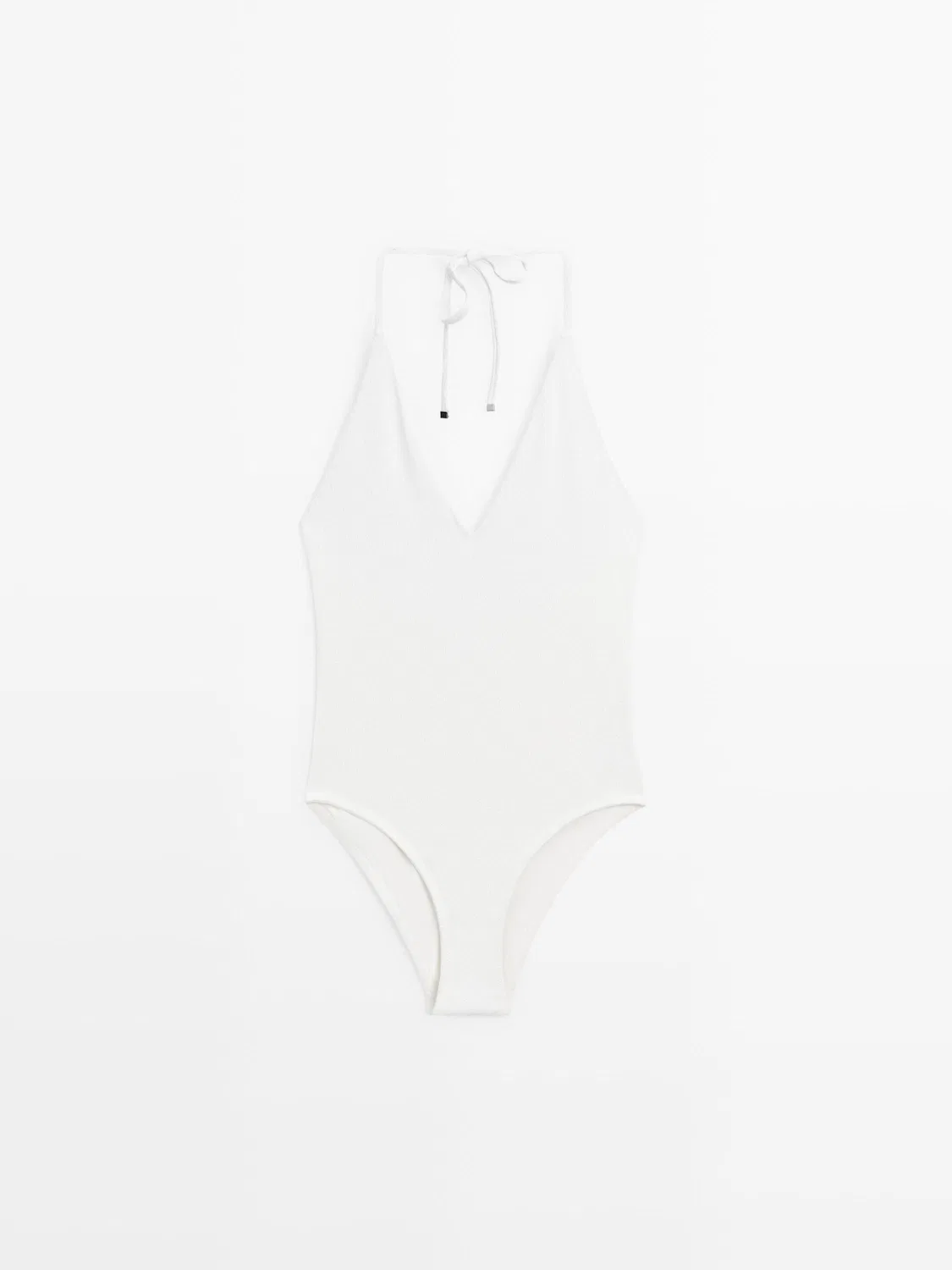 Купальник Massimo Dutti, с V-образным вырезом, кремовый — фото 2
