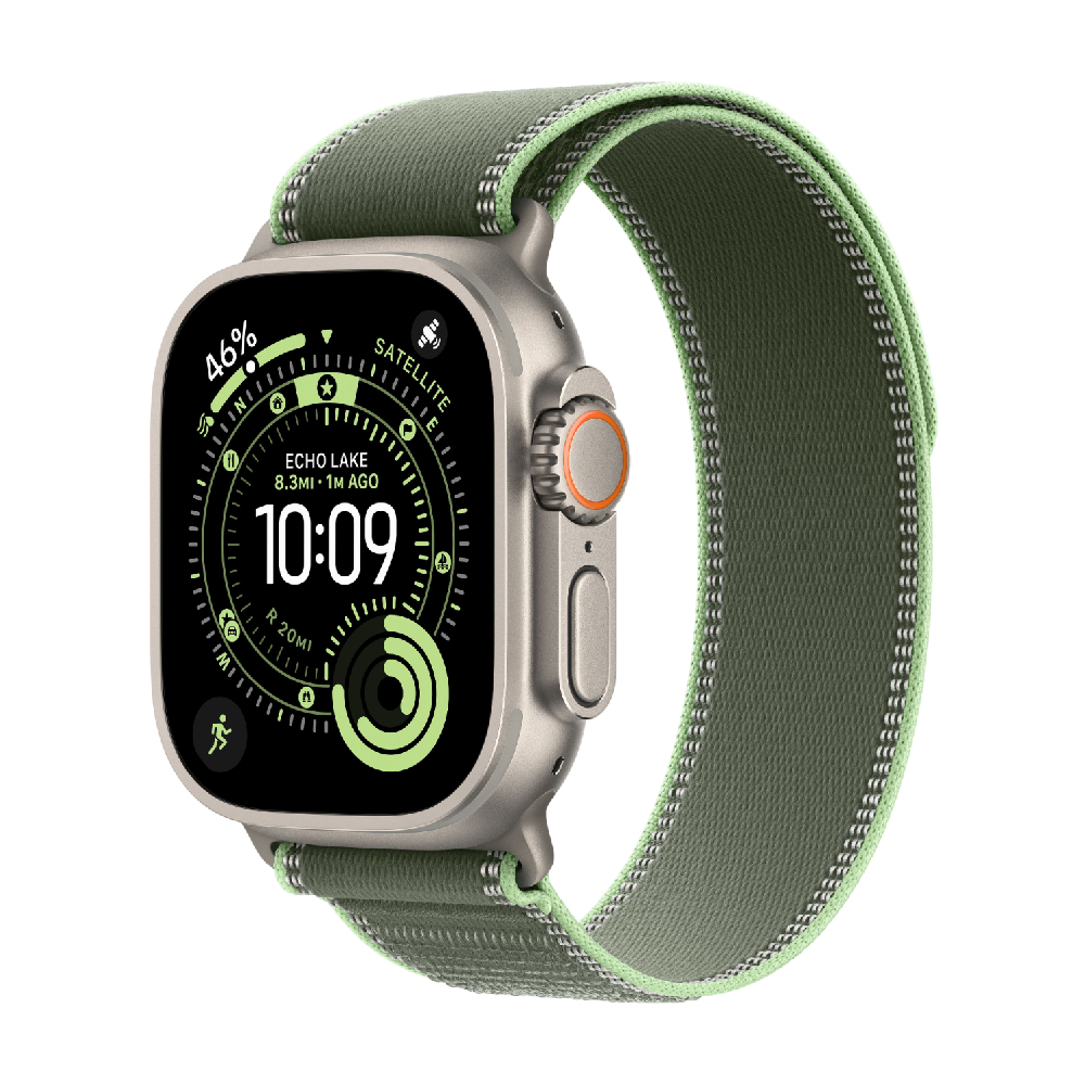 

Умные часы Apple Watch Ultra 3, 49 мм, GPS+Cellular, Natural Titanium Case/Green/Neon Trail Loop S/M Band, Титановый, Умные часы Apple Watch Ultra 3, 49 мм, GPS+Cellular, Natural Titanium Case/Green/Neon Trail Loop S/M Band