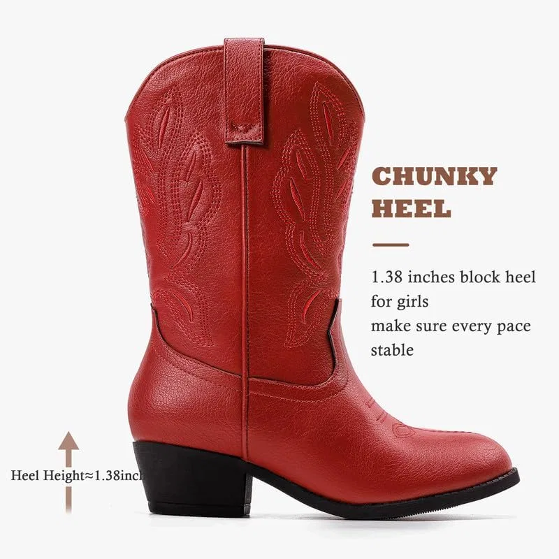 Детские сапоги для девочек с принтом Cowgirl Boots LAURMOSA, Red — фото 4