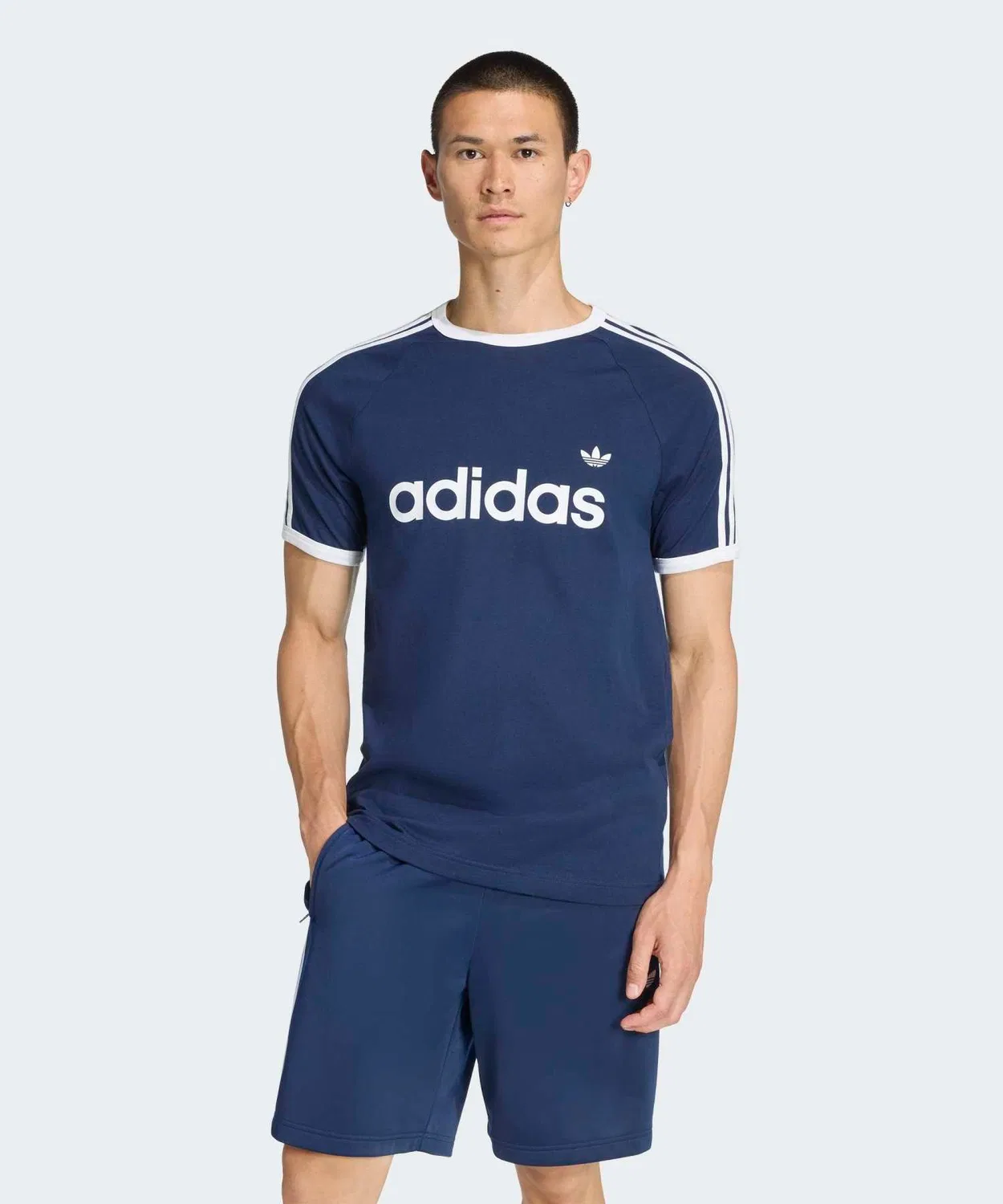 Мужская футболка с длинным рукавомThree Stripes Slim Ringer Adidas, Blue — фото 3