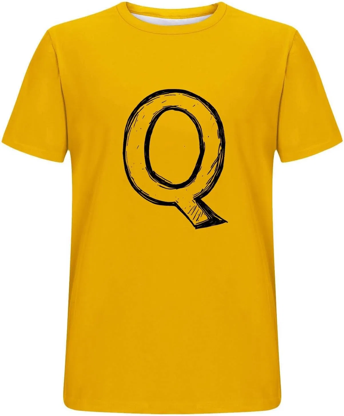 Мужская футболка с буквой Q, Summer Cotton Varsity Jersey, Yellow — фото 4