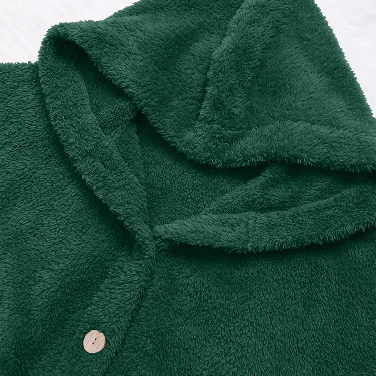 Женская флисовая куртка с капюшоном Oversize Plush Hooded Winter Coat, Blackish Green — фото 4