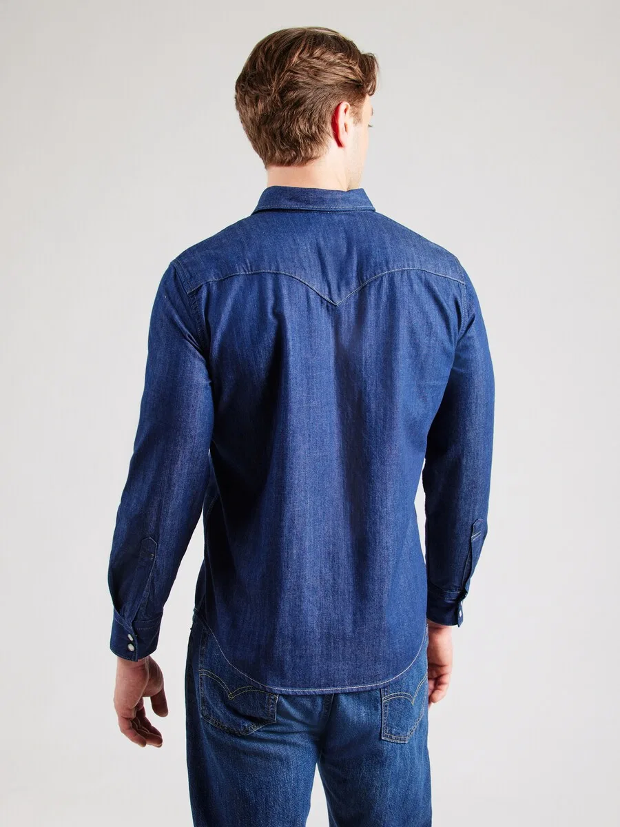 Рубашка LEVI'S Regular fit Button Up Shirt 'Barstow Western Standard Fit Shirt', синий джинсовый материал — фото 3