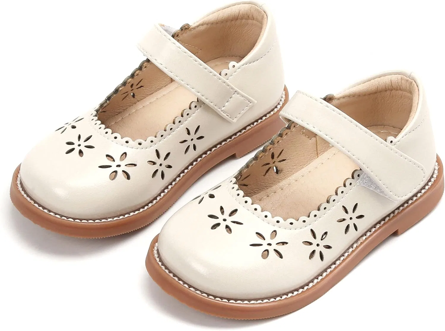 Детские туфли для девочек с вырезом Princess THEE BRON, Creamy Beige