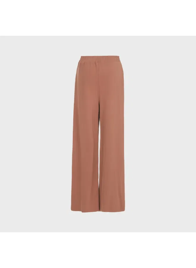 Брюки хлопковые широкие с разрезом на молнии Zara, сандаловый — фото 3