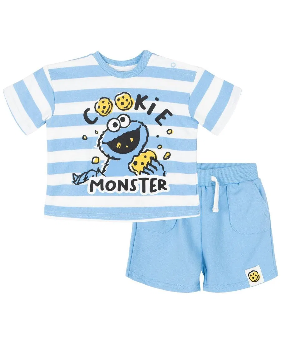 Комплект из футболки и шорт с принтом Cookie Monster Sesame Street, Cookie Monster Stripe