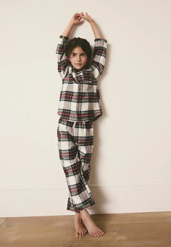 Пижамный комплект с клетчатым узором Regular Fit Single Button Through Set Next, neutral/red check, красный — фото 2