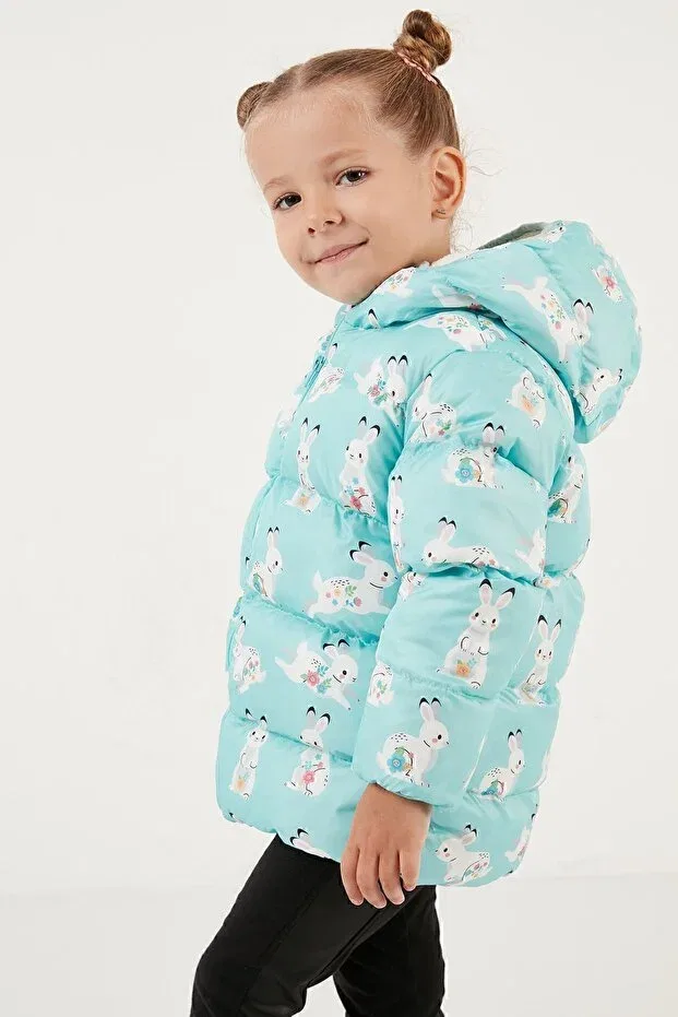 Детское пальто для девочек утепленное с капюшоном Lela, Mint — фото 2