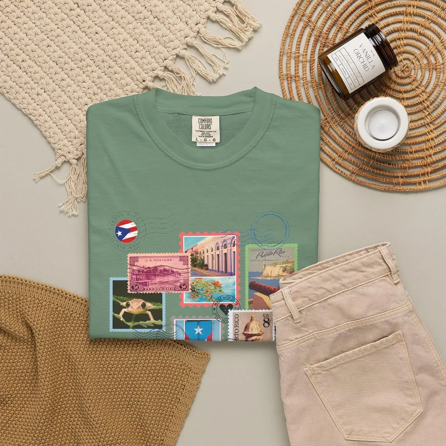 Женская футболка с винтажным принтом Retro Island Graphic, светло-зелёный — фото 3