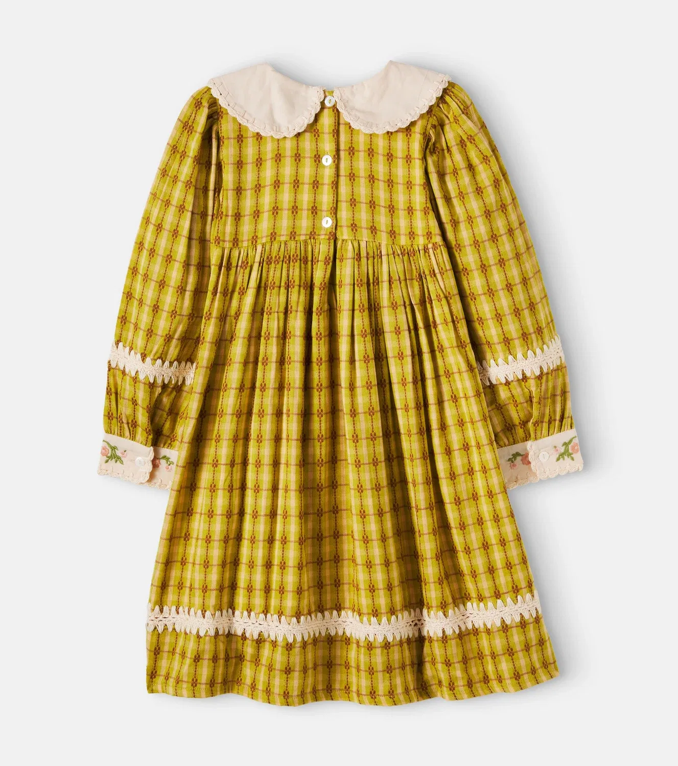 Нарядное платье в клетку Saphira Bebe Organic, коричневый — фото 2