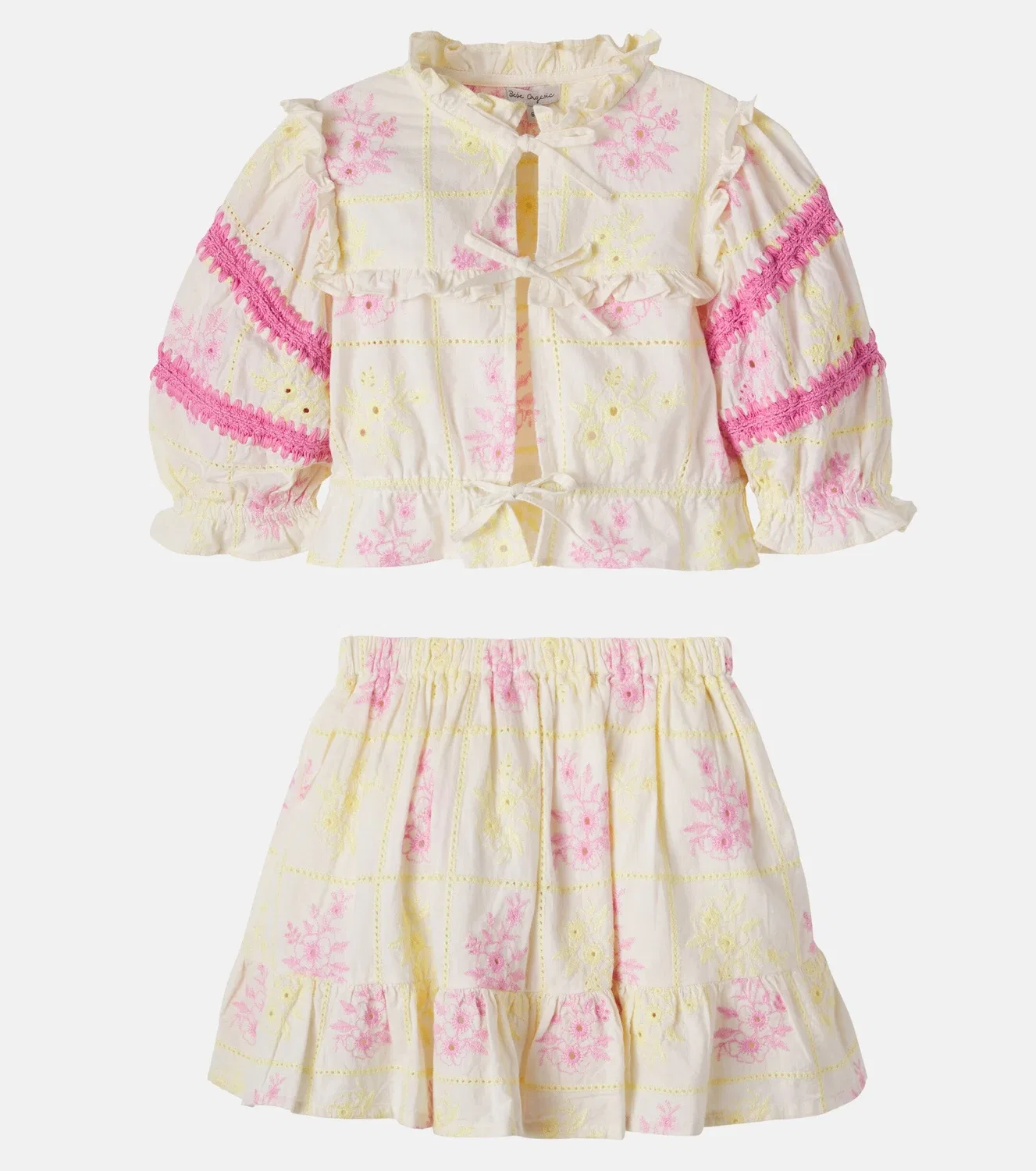 Комплект из блузки и юбки из хлопка Alba Bebe Organic, белый — фото 4