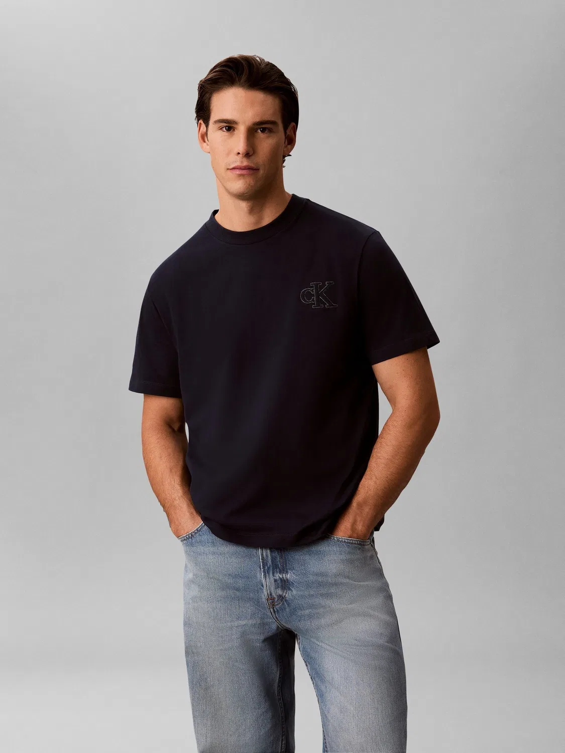 Футболка с тисненым логотипом Calvin Klein, синяя