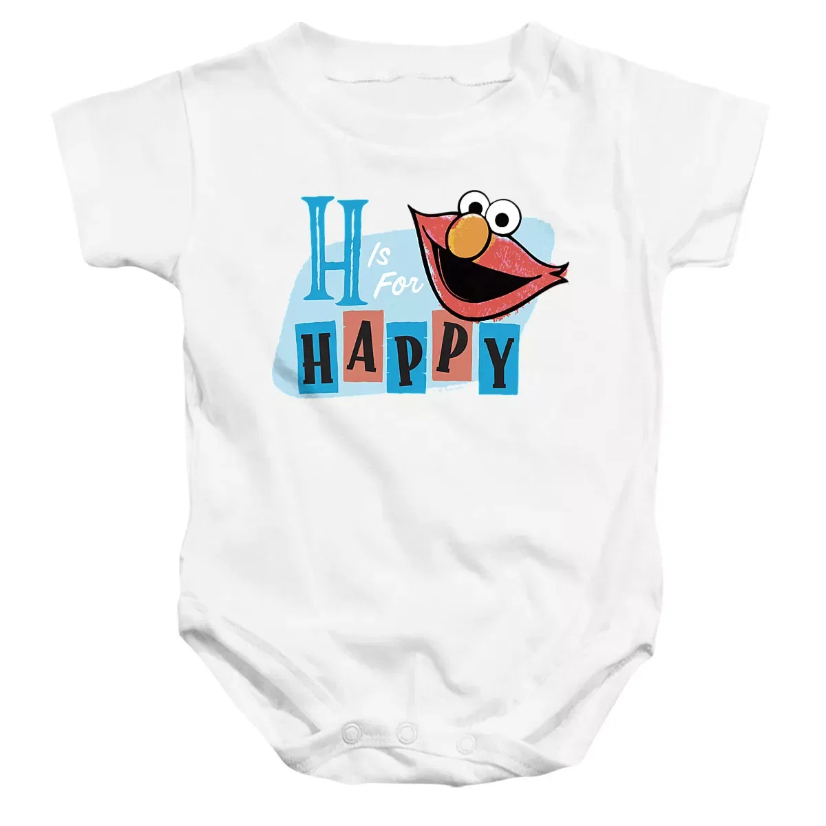 Детский боди-комбинезон с коротким рукавом Sesame Street Street Beats H Is For Happy With Elmo, White