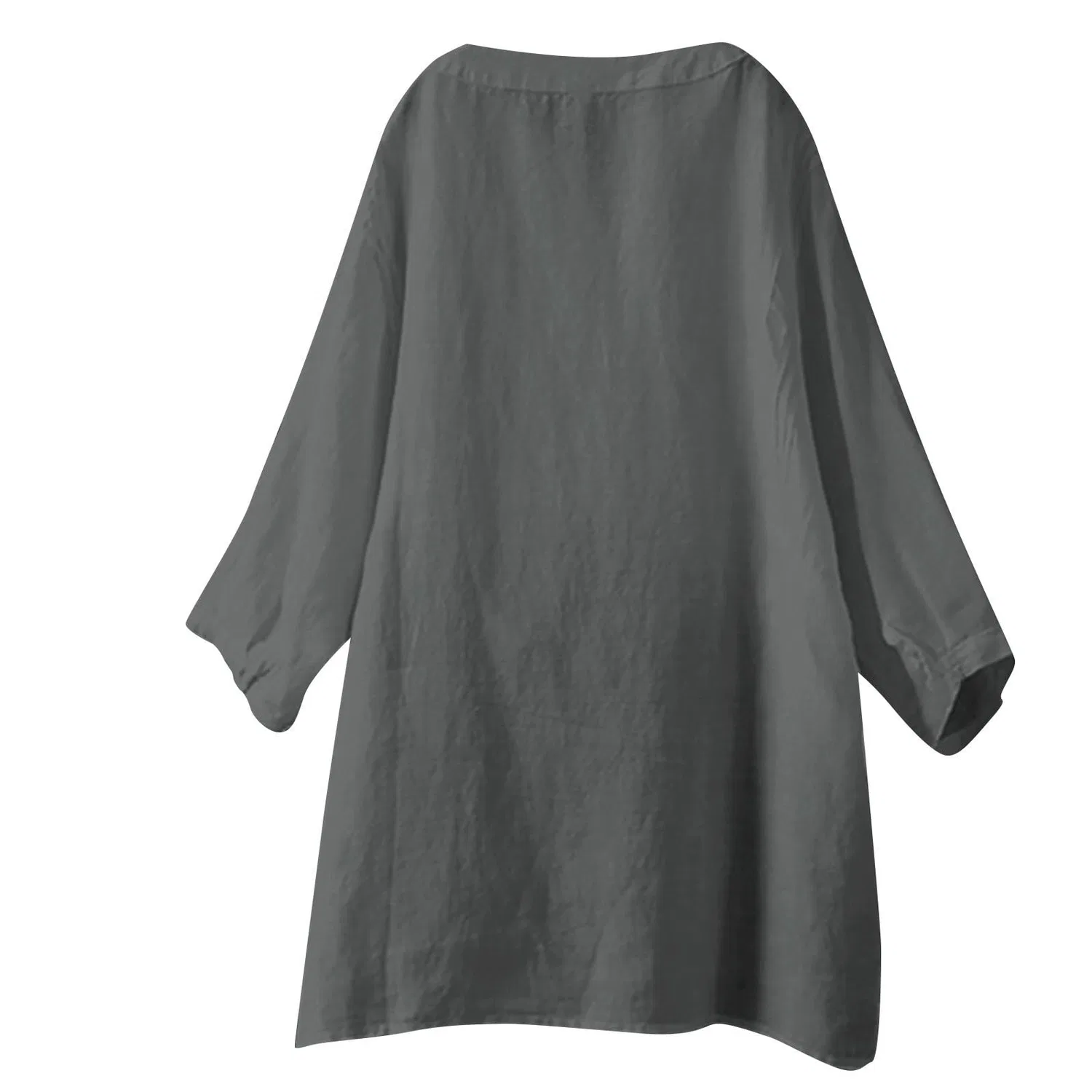 Женская куртка из хлопка и льна с длинным рукавом, Grigio Scuro — фото 3