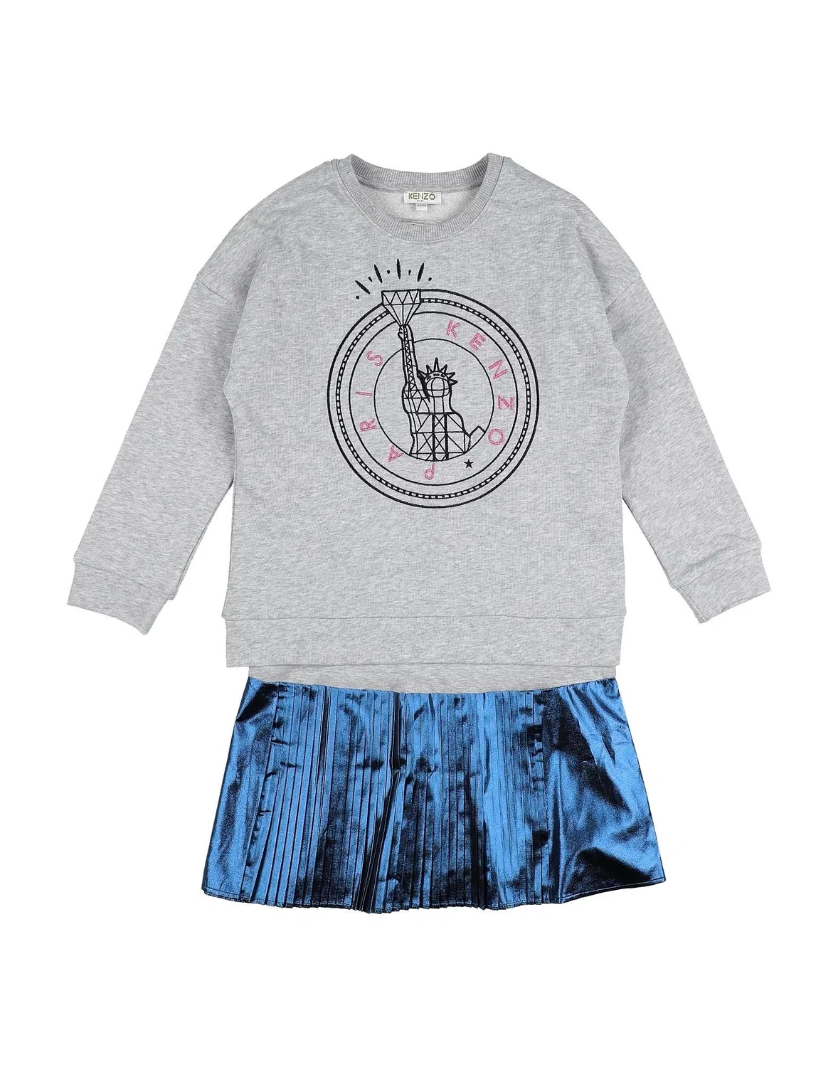 Детское платье для девочек с принтом Kenzo Kids, светло-серый
