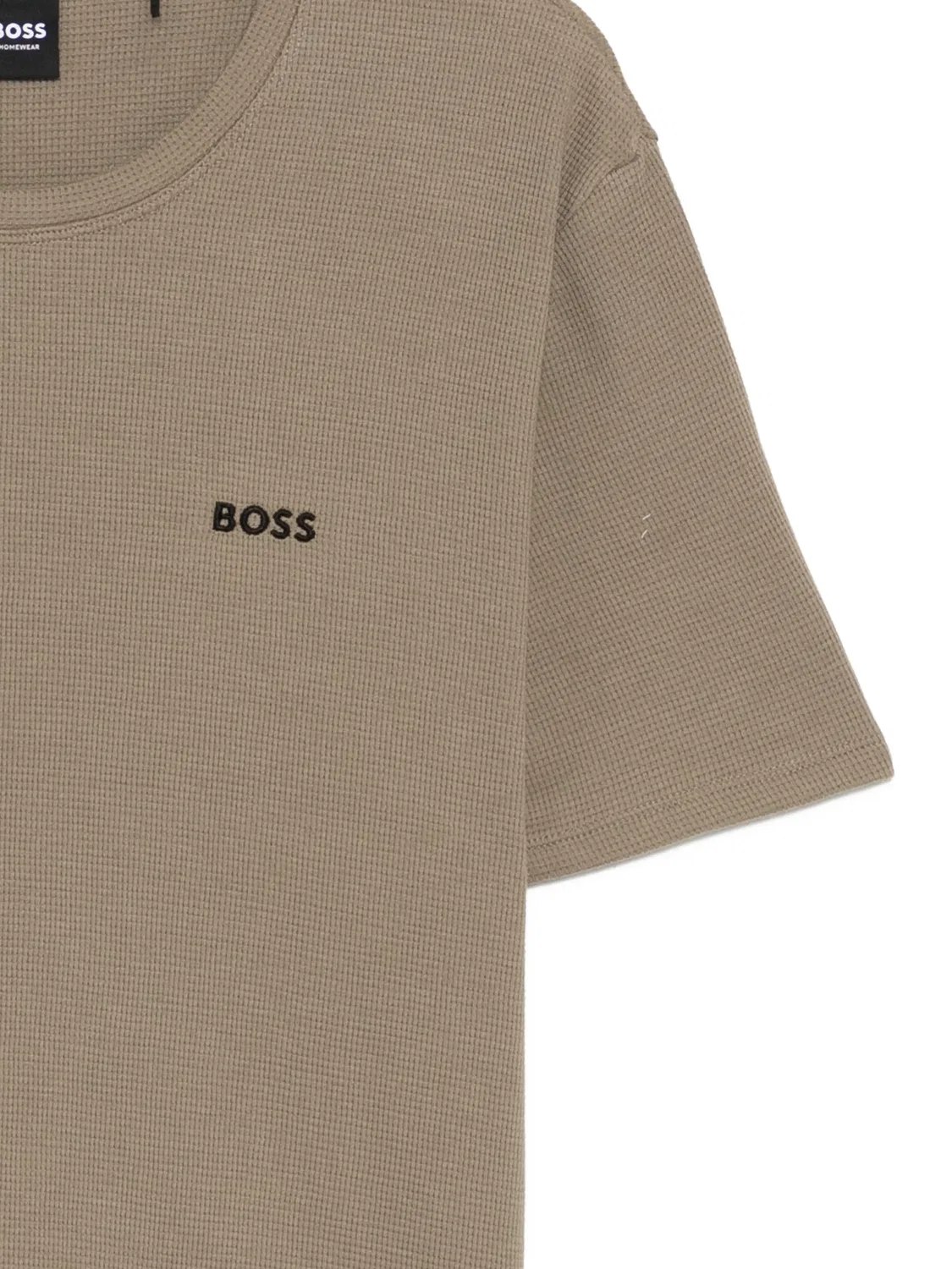 Футболка с вышитым логотипом Boss, нейтральные цвета — фото 3