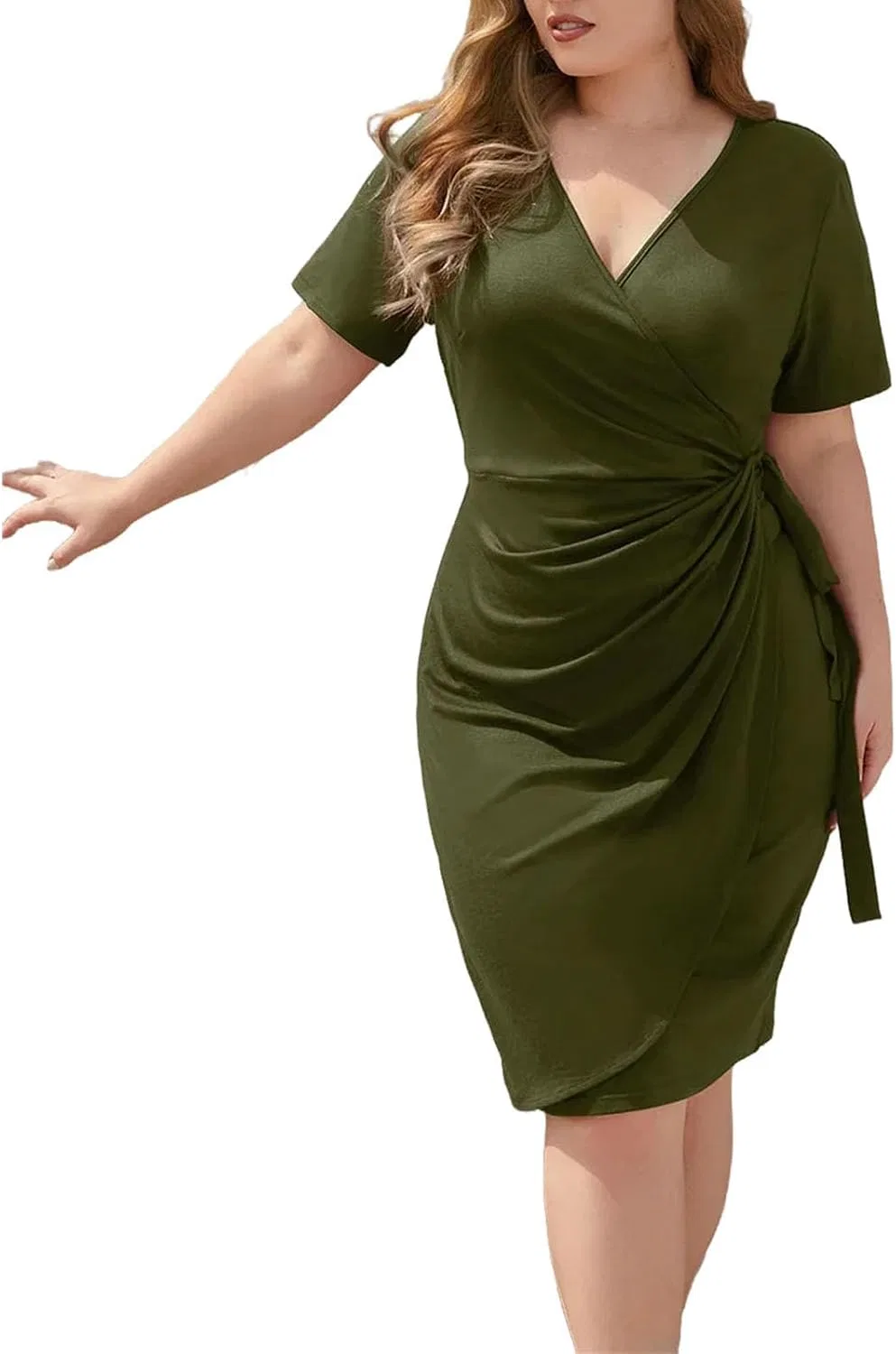 Женское облегающее платье V-образный вырез Plus Size, Arym Green