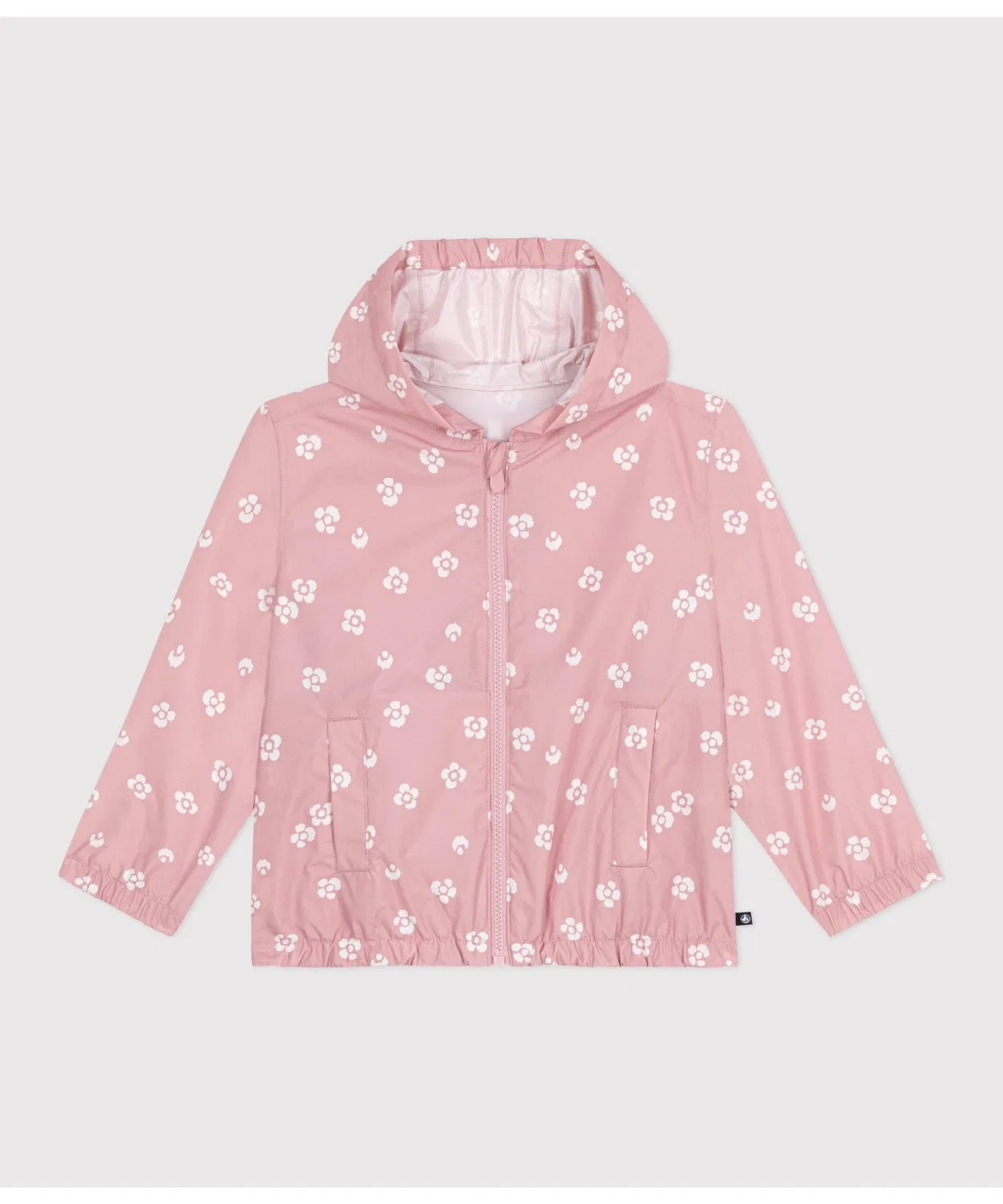 Детская куртка-ветровка с цветочным принтом, модель Windbreaker PETIT BATEAU, White/Pink — фото 4