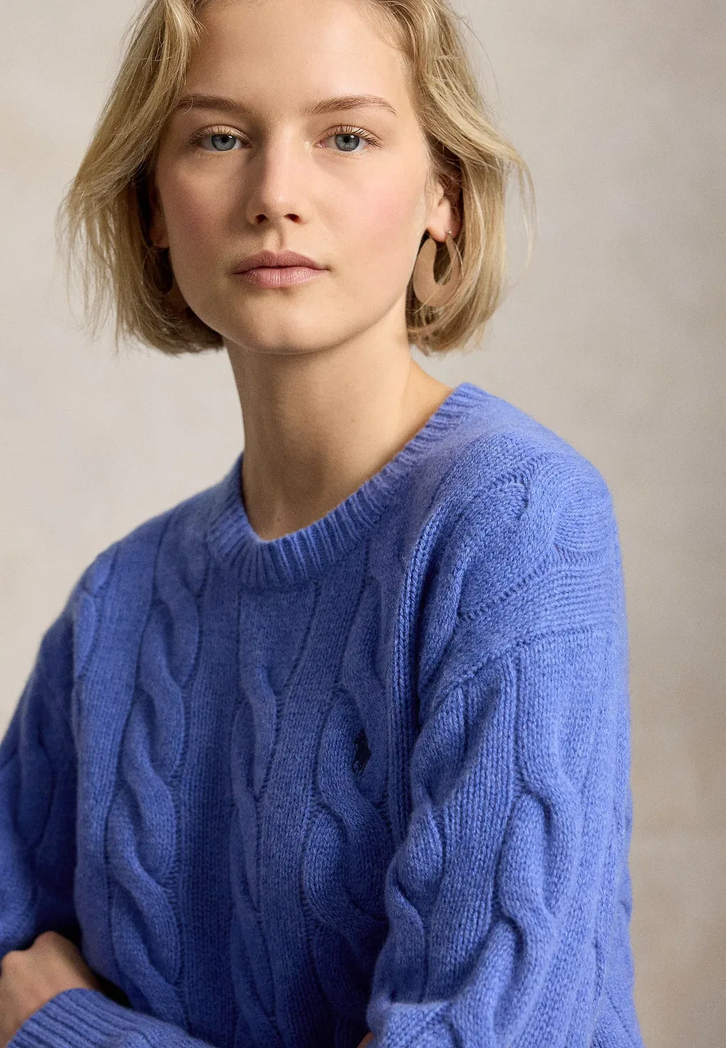Свитер-Джемпер крупной вязки из шерсти и кашемира Polo Ralph Lauren, Dockside Blue Heather — фото 4