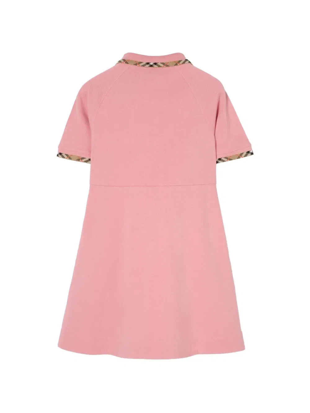 Рубашка-поло из хлопка с клетчатой делкой Burberry Kids, розовый — фото 2