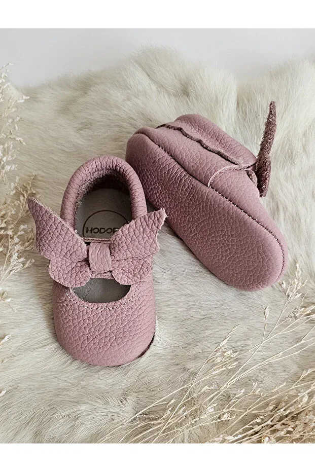 Детские мокасины-ботиночки для девочек из натуральной кожи Alice Hodore, Soft Pink — фото 4