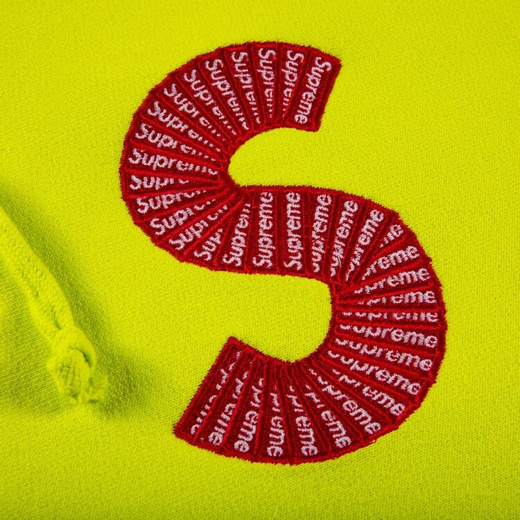 Толстовка Supreme S Logo Hooded Sweatshirt 'Acid Green', зеленый — фото 3
