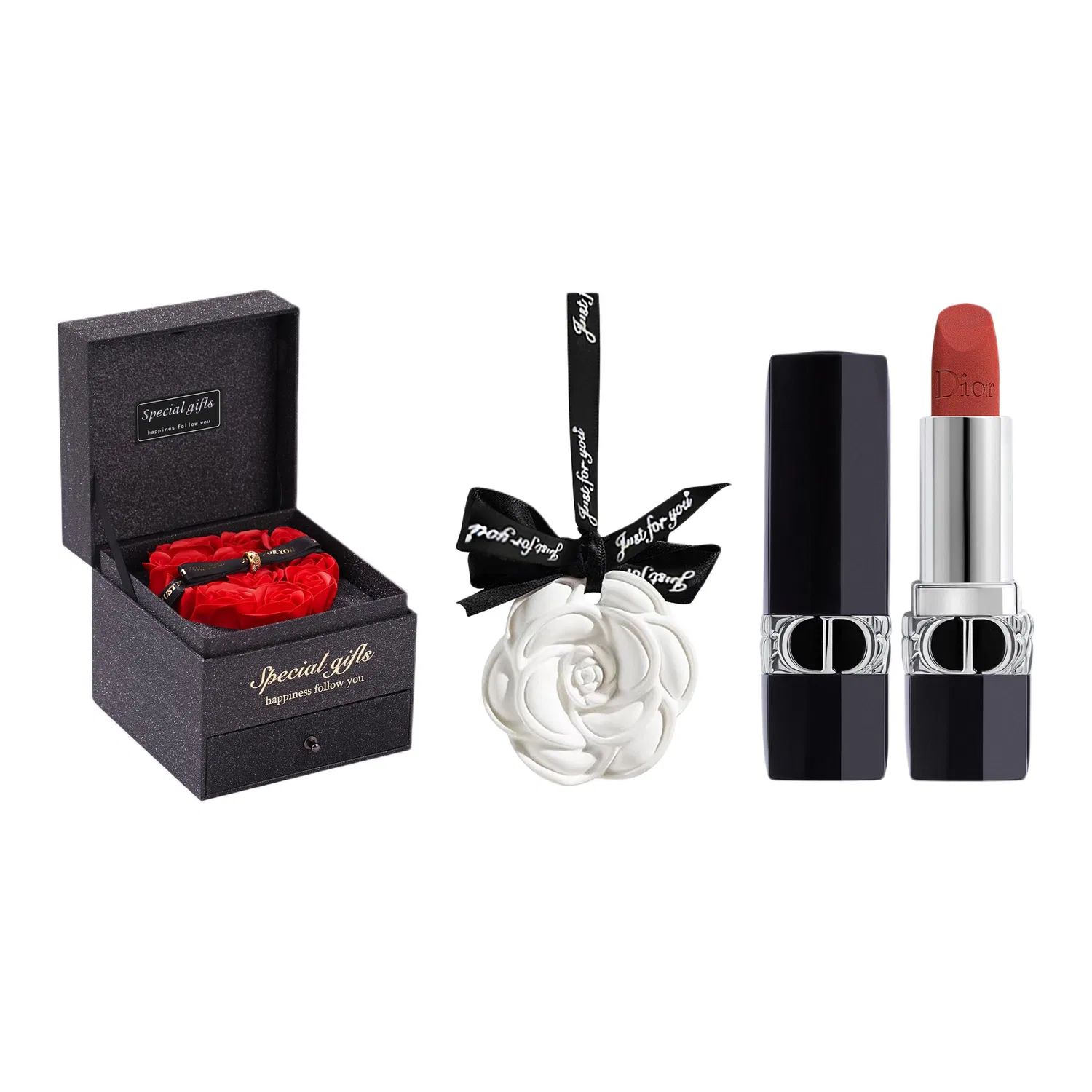 Женская помада DIOR 720 Velvet с ароматерапевтическим камнем и розой, DIOR, Red