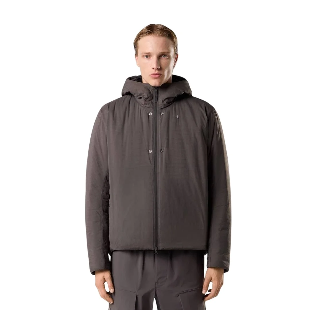 Мужская утеплённая куртка с капюшоном Stone Island With Soft Hand, темно-серый