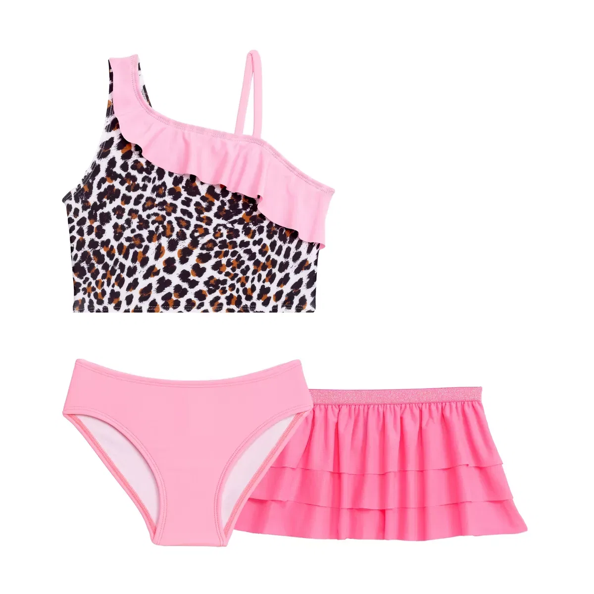Детский комплект бикини для девочек с принтом Aqua Green, Charming Leopard