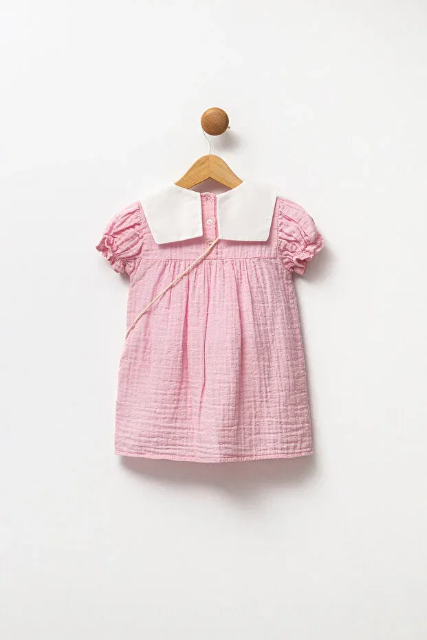 Детское платье для девочек хлопковое с вышивкой Minipodyum, Light Pink — фото 3