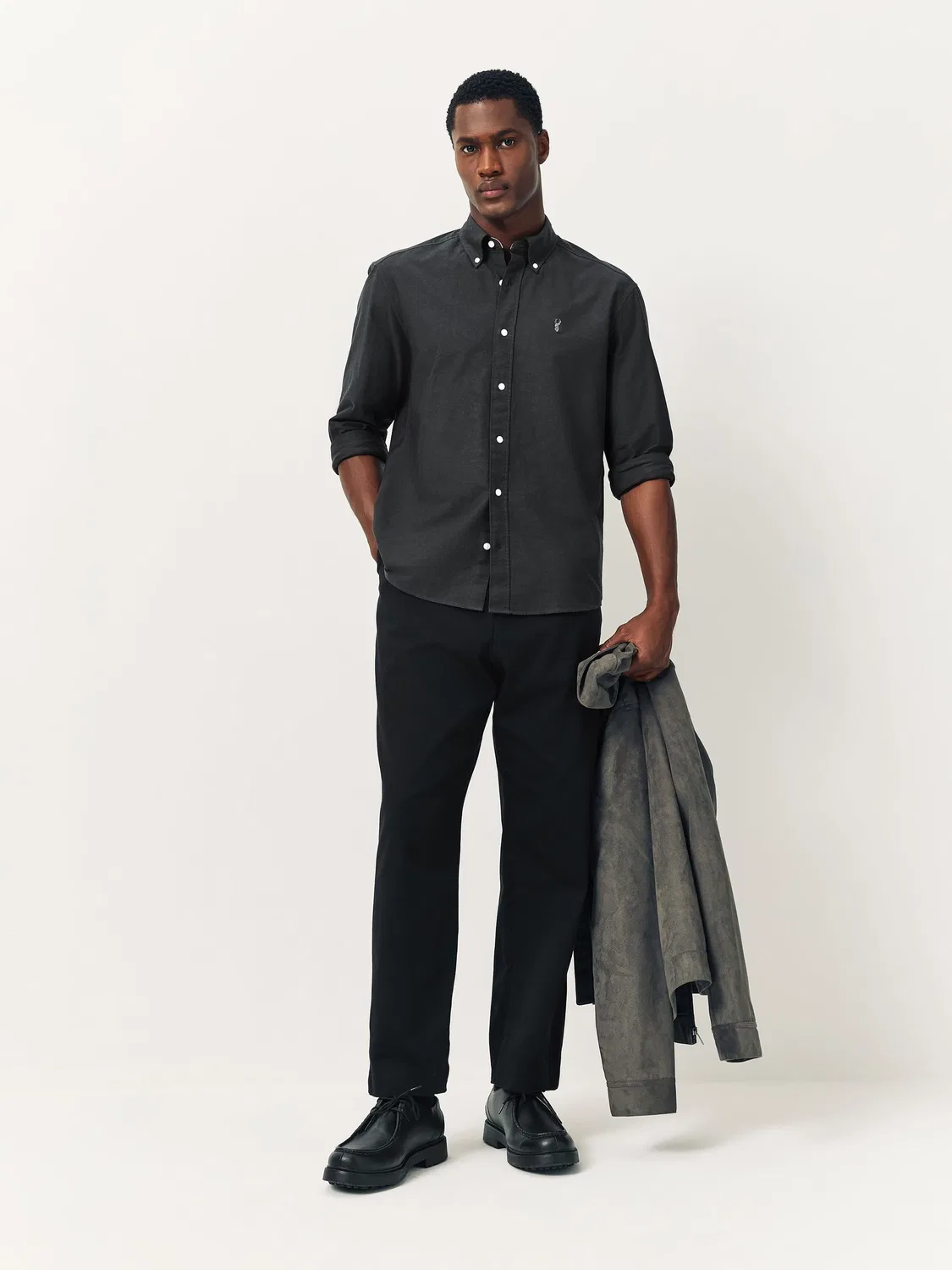 Рубашка оксфордская, Slim Fit, Charcoal Grey Next — фото 2