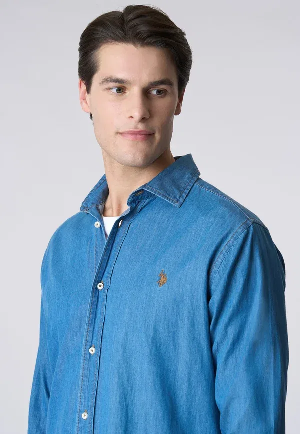 Рубашка джинсовая Shirt U.S. Polo Assn., blu, синий — фото 4