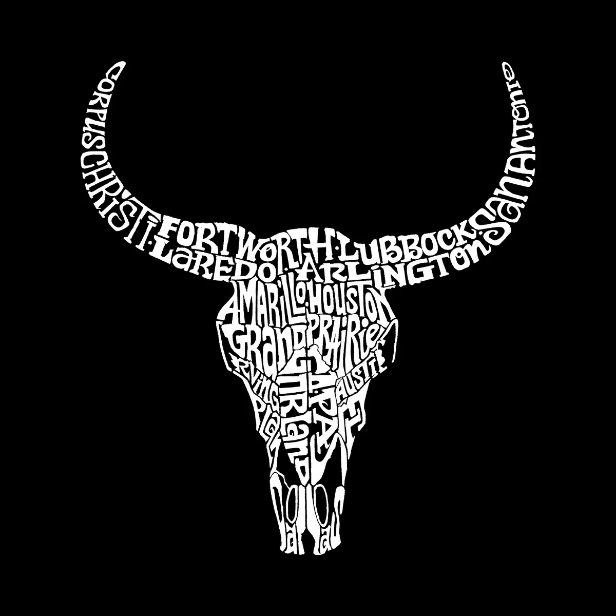 Детский худи с принтом Texas Skull LA Pop Art, Black — фото 2