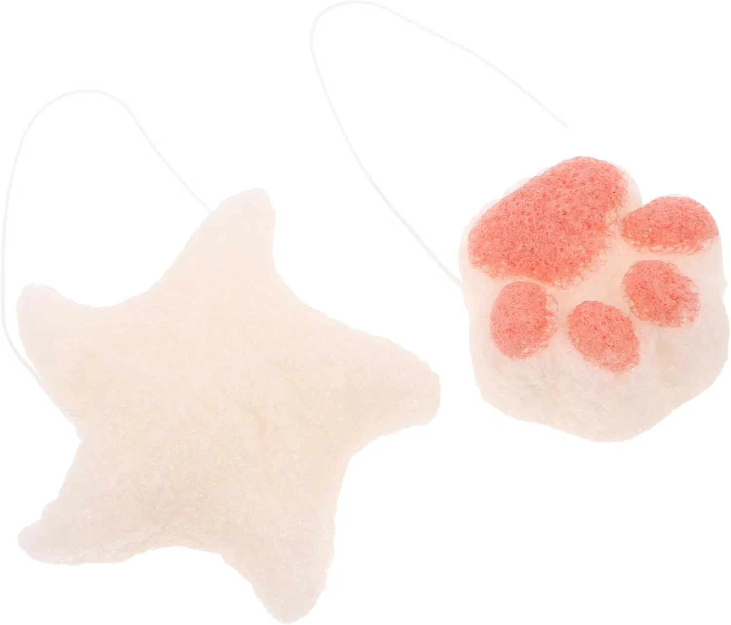 Мочалка из конжака, HAPINARY, набор 2 шт, 8x8x3 см, Starfish и Paw