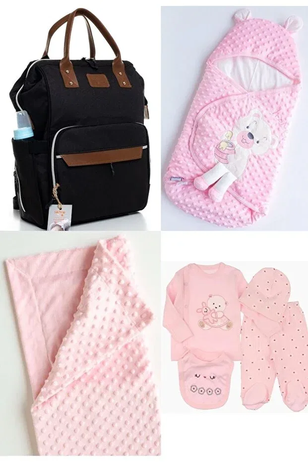 Детский комплект для новорожденных хлопковый Beyaz Bebek, Black-Pink