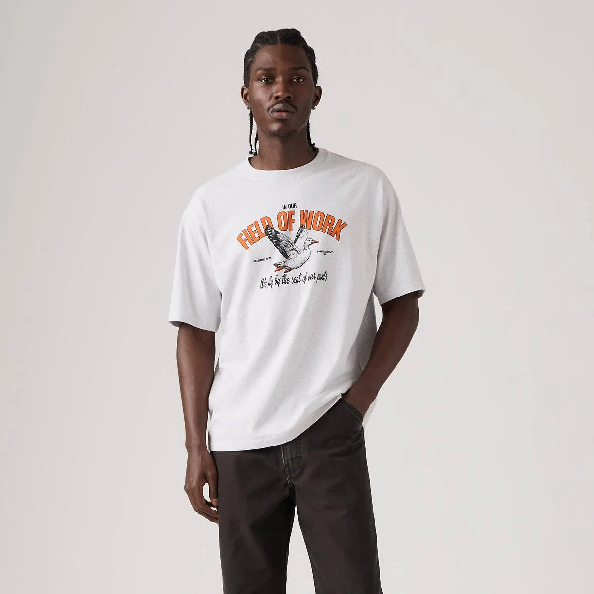 Футболка с графическим принтом для рабочей одежды Levi's, Field Of Work Sterling Heather - Grey — фото 3
