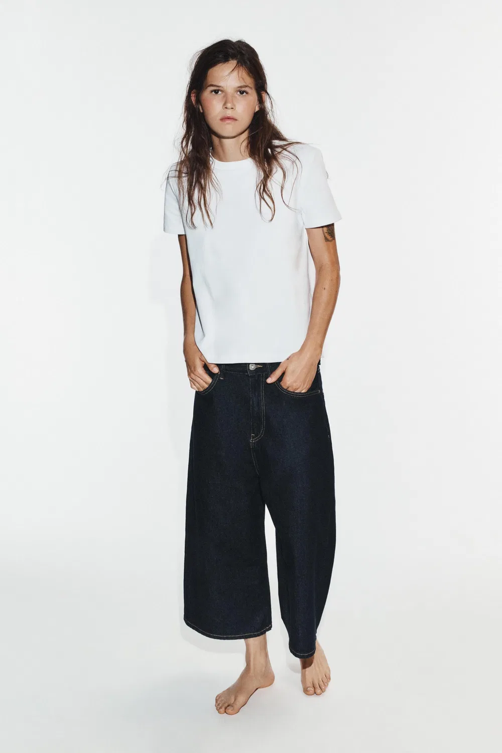 Джинсовые шорты TRF BAGGY ZARA, Dark indigo