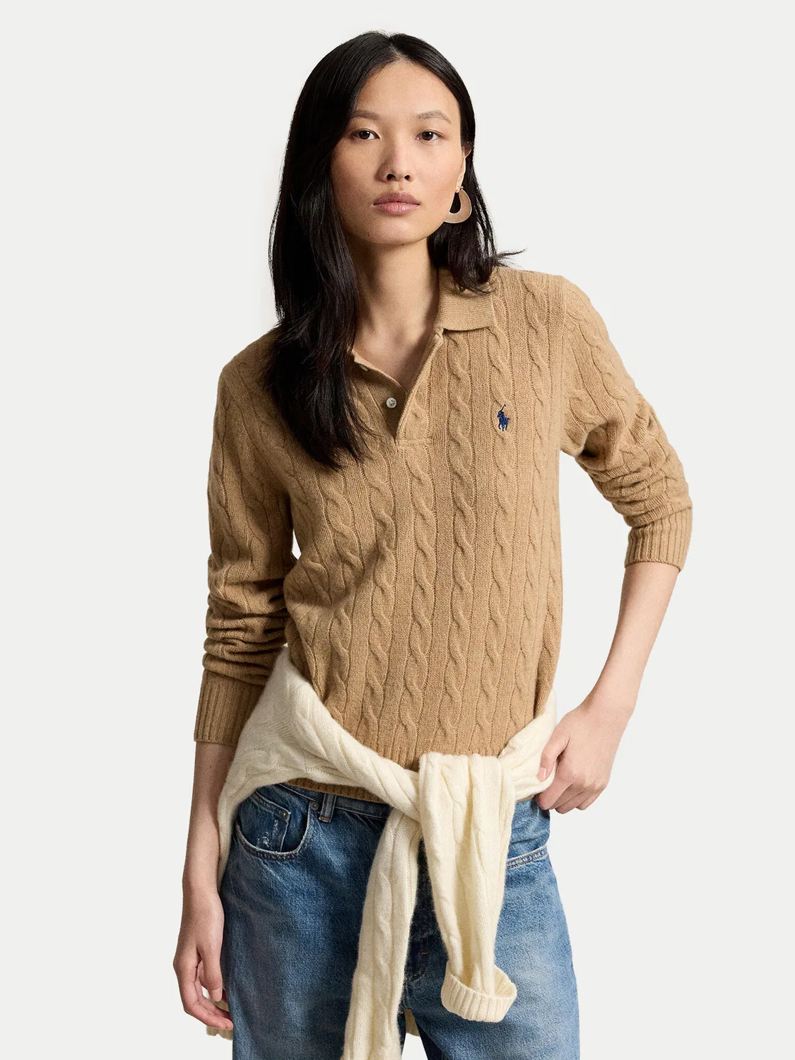 Женский пуловер стандартного кроя Polo Ralph Lauren, светло-коричневый