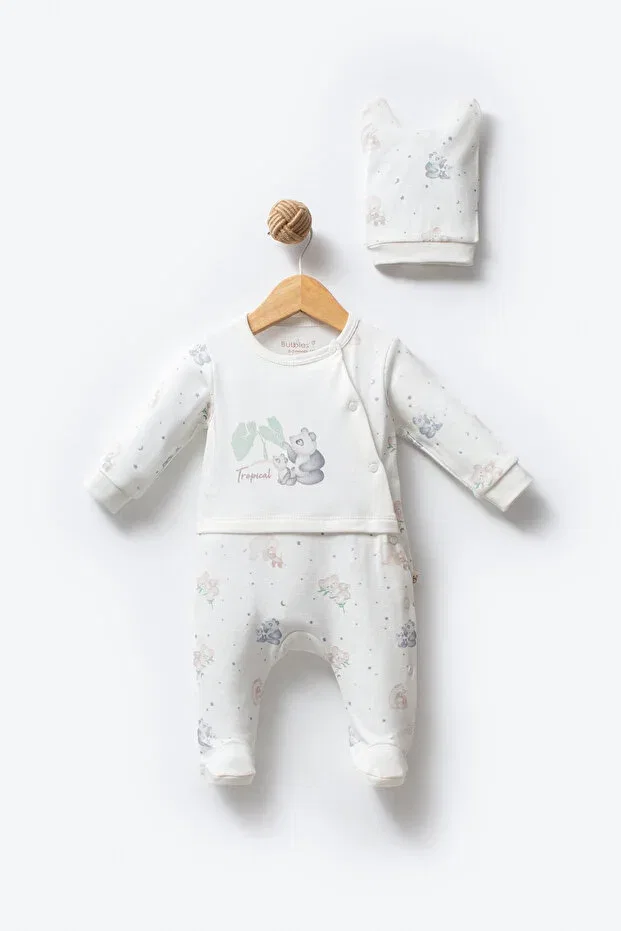 Детский комбинезон для новорожденных с принтом Tropical Koala Lux Bubbles, White — фото 4