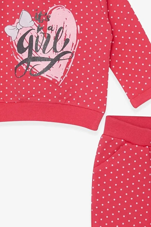 Детский спортивный комплект для девочек с принтом Polka Dot Glitter Printed Breeze, Coral — фото 3