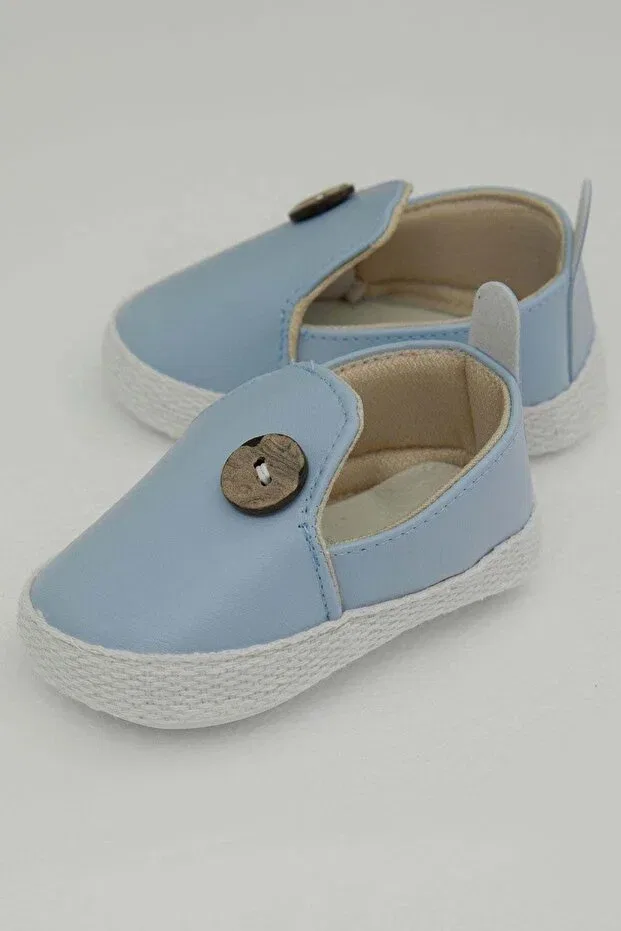Детские пинетки для мальчиков с принтом Bebiccino, Light Blue — фото 2