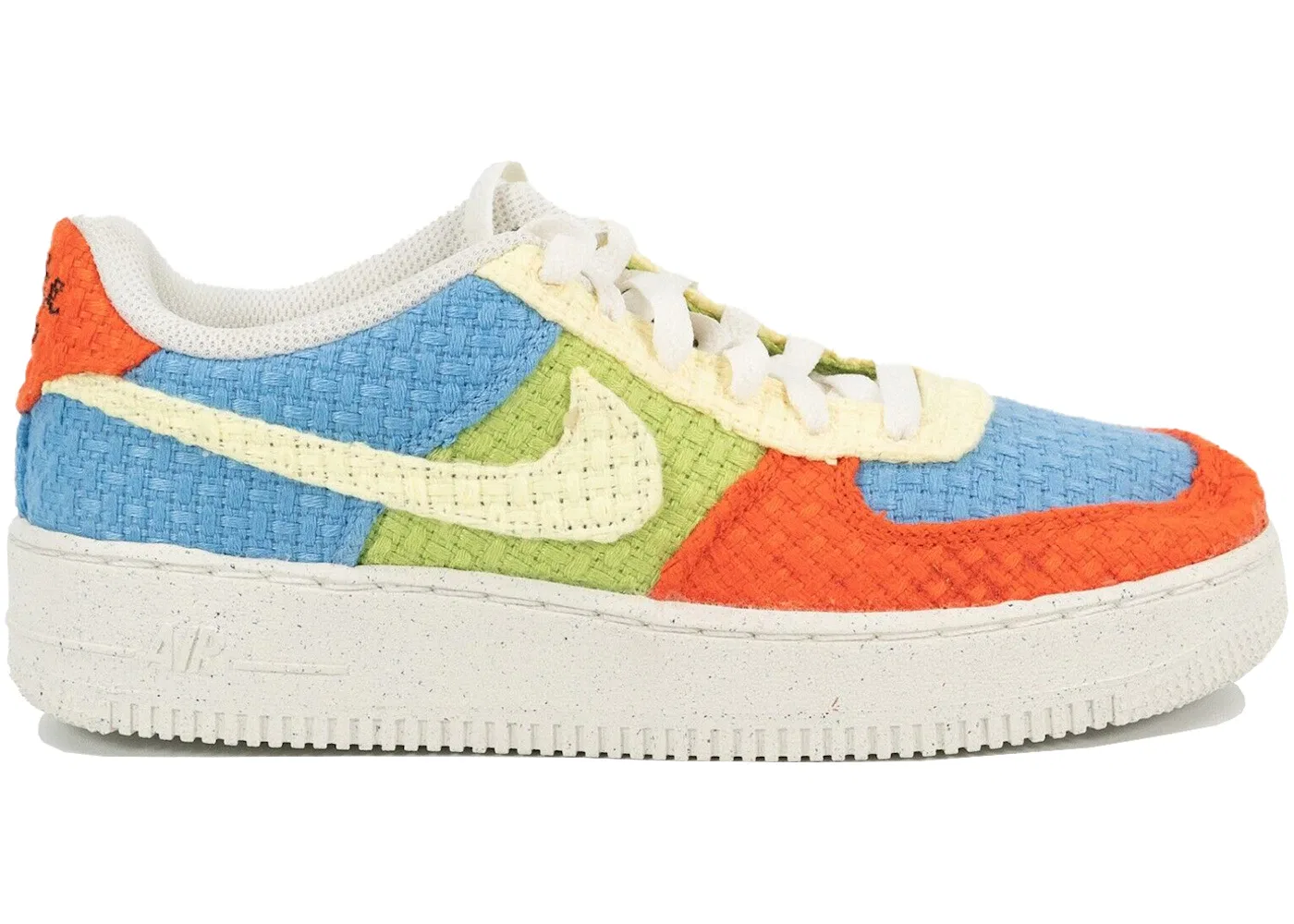 Детские кроссовки Lifestyle с многоцветным принтом Nike Air Force 1 Low '07 LV8 Next Nature, University Blue/Vivid Green/Team Orange/Citron Tint