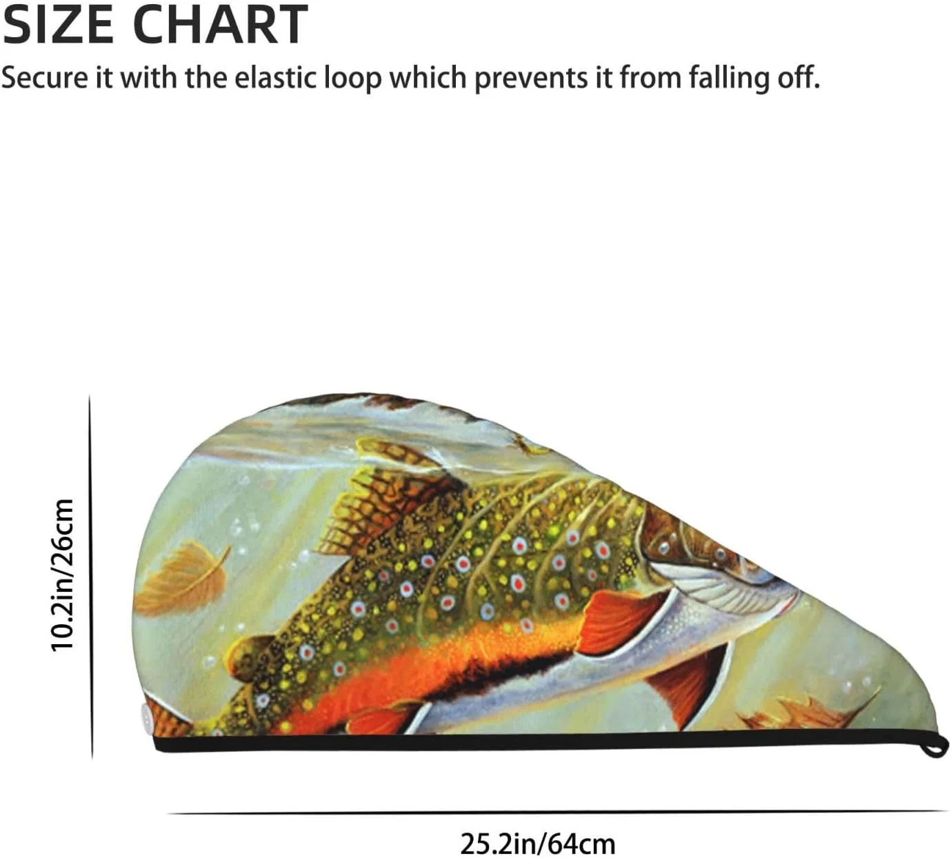 Шапочка для душа COMAAM, микроволокно, 64x26 см, Brook Trout Fishing — фото 4