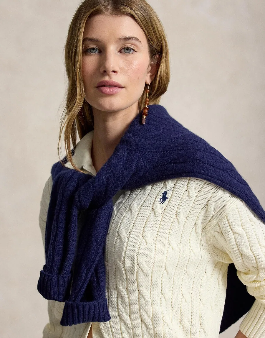Вязаный кардиган Polo Ralph Lauren кремового цвета — фото 3