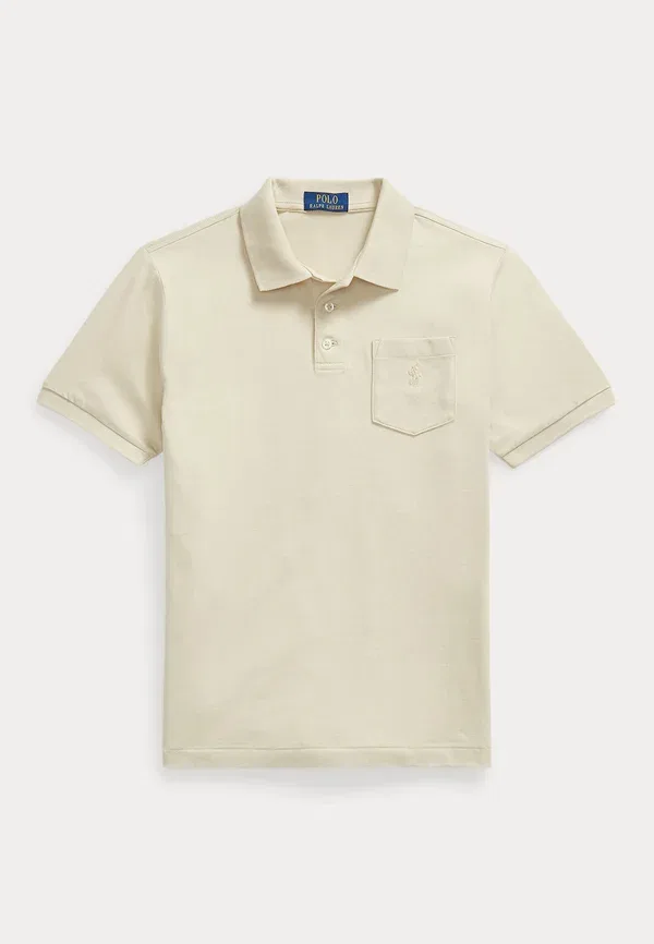 Поло из хлопкового джерси, короткий рукав, Cotton jersey pocket polo shirt 7-14y, Polo Ralph Lauren, Spring Beige, бежевый