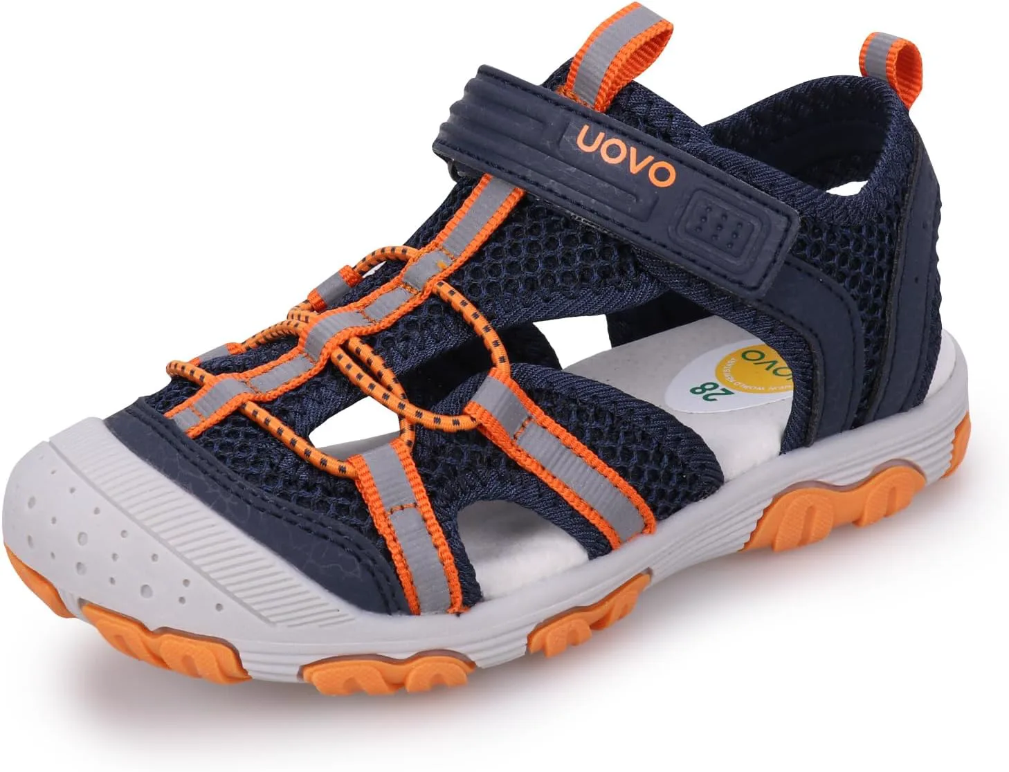 

Сандалии для мальчиков UOVO, детские сандалии, походные спортивные с закрытым носком, пляжные летние сандалии для мальчиков, быстросохнущие, противоскользящие, синий/оранжевый