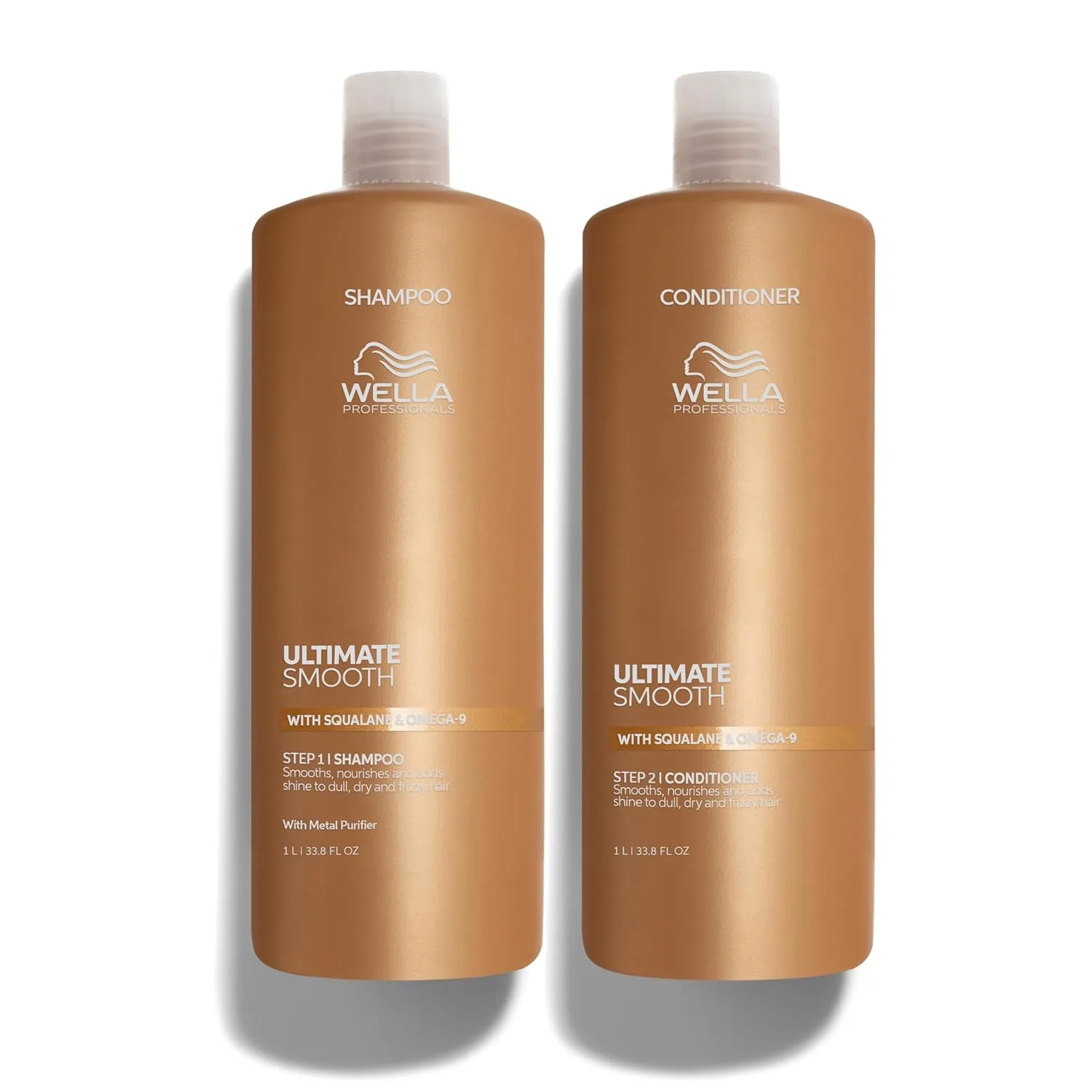 Набор Wella Professionals ULTIMATE SMOOTH: шампунь и кондиционер | Средство для ухода за сухими и вьющимися волосами со скваланом и омега-9 | Различные размеры 2000 мл (1 шт.)