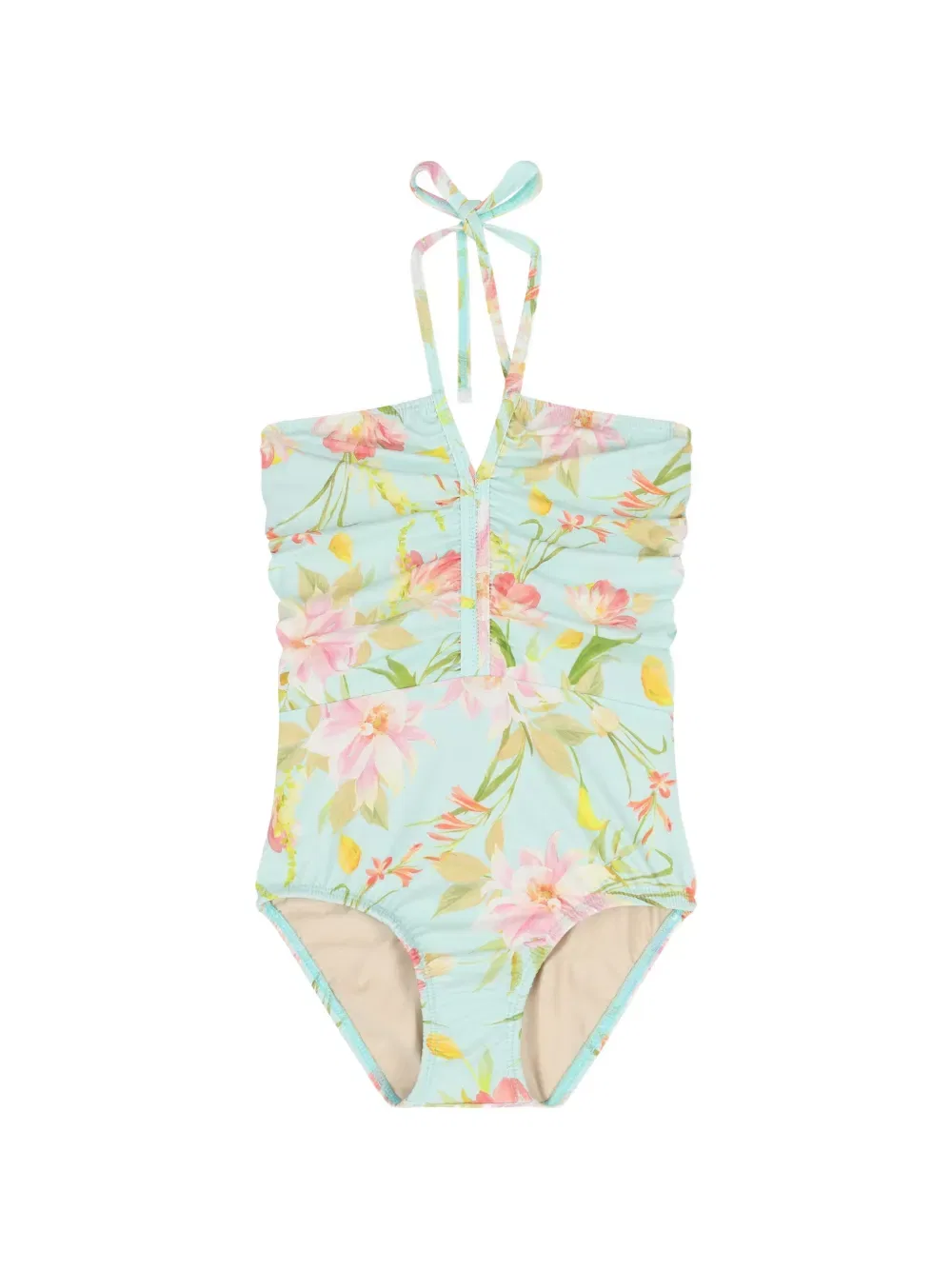 Купальник с цветочным принтом и завязками на шее Pq Swim Kids, синий