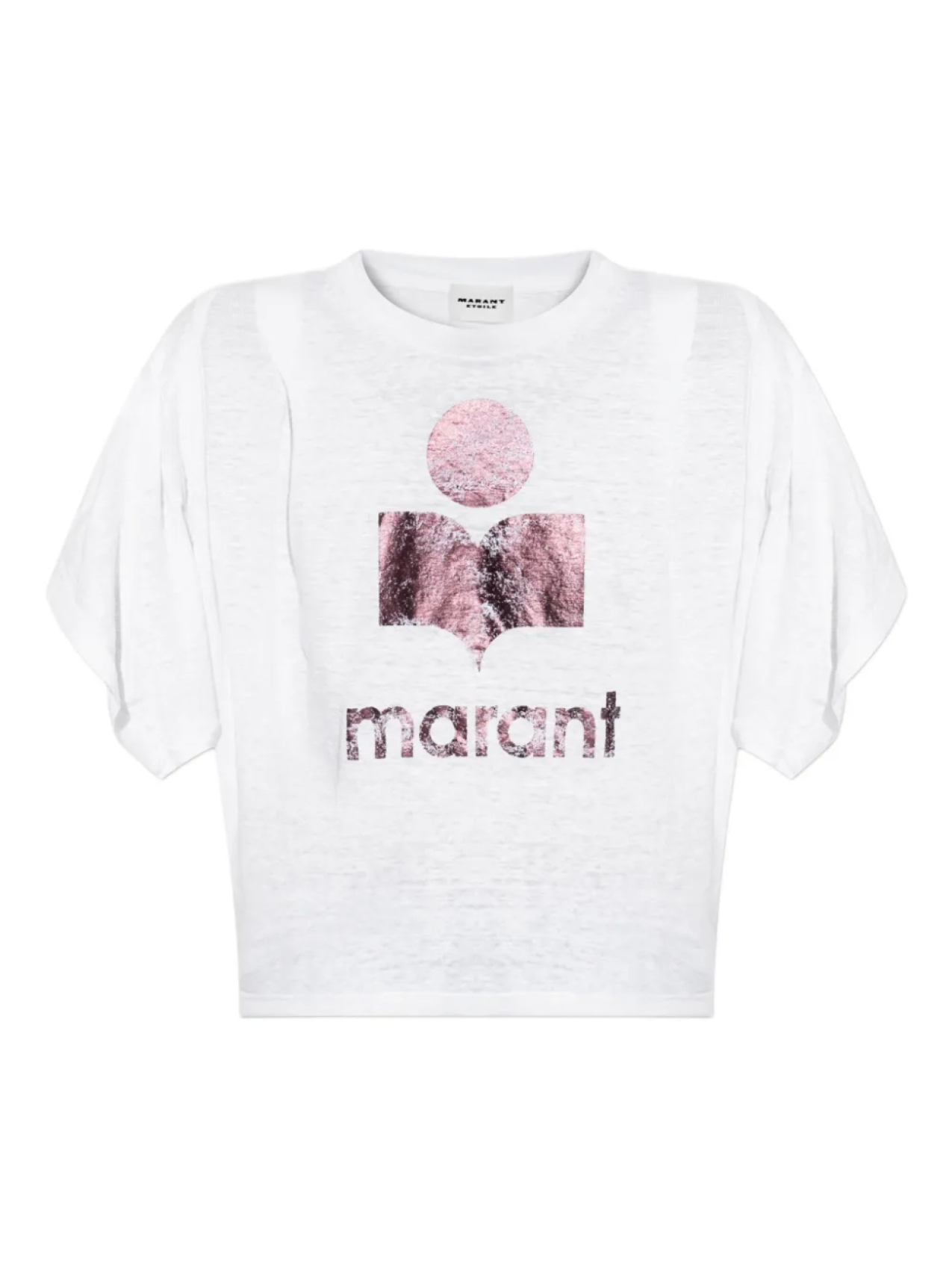 

Льняная футболка MARANT ÉTOILE с металлизированным логотипом, белый